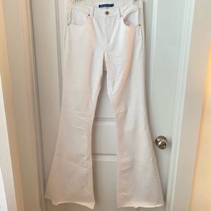 White flare pants